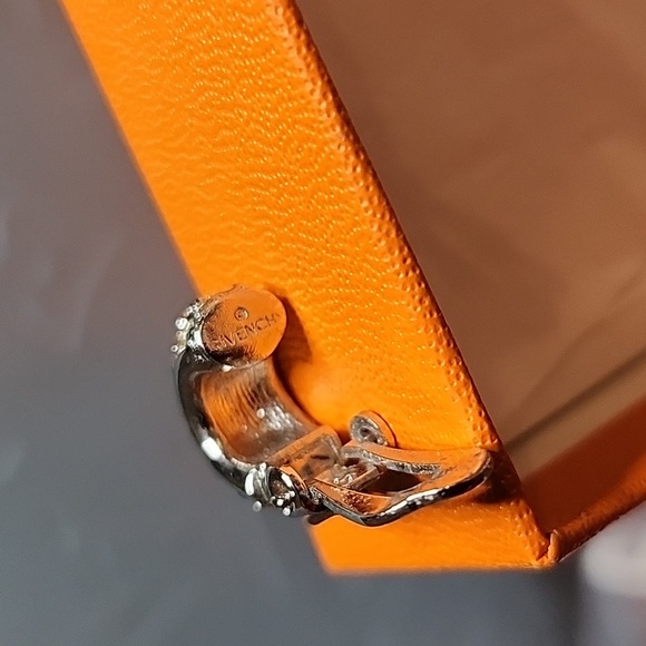 Vintage Givenchy Polished White Gold- Plated Clear Crystal Earrings - Picture 6 of 7
